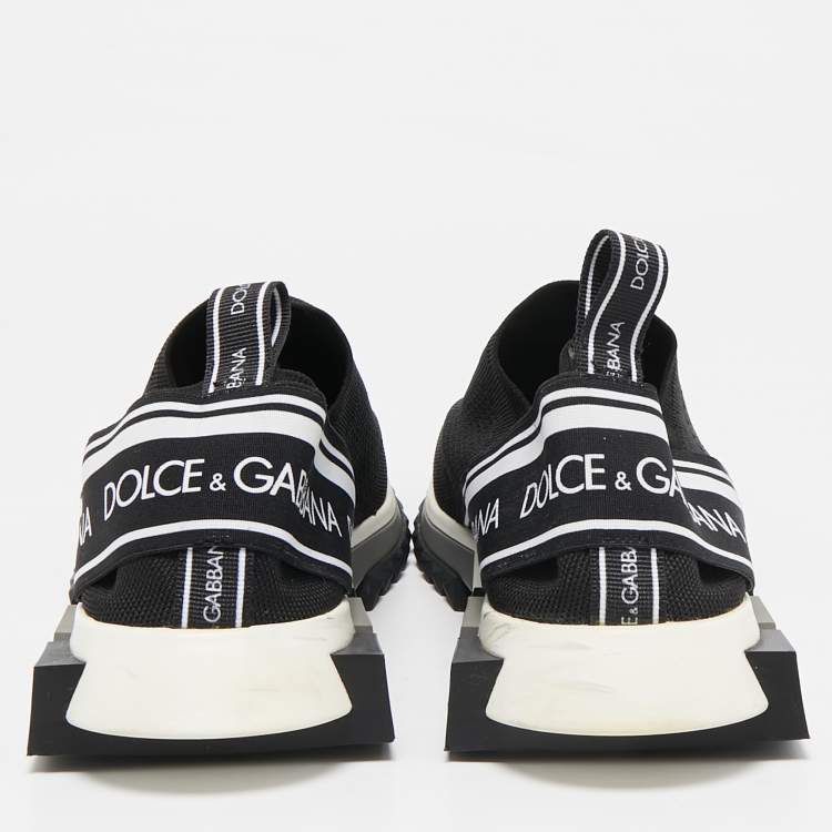 Pre Owned Dolce & Gabbana Black Knit Fabric Sorrento Slip On Sneakers Size 45