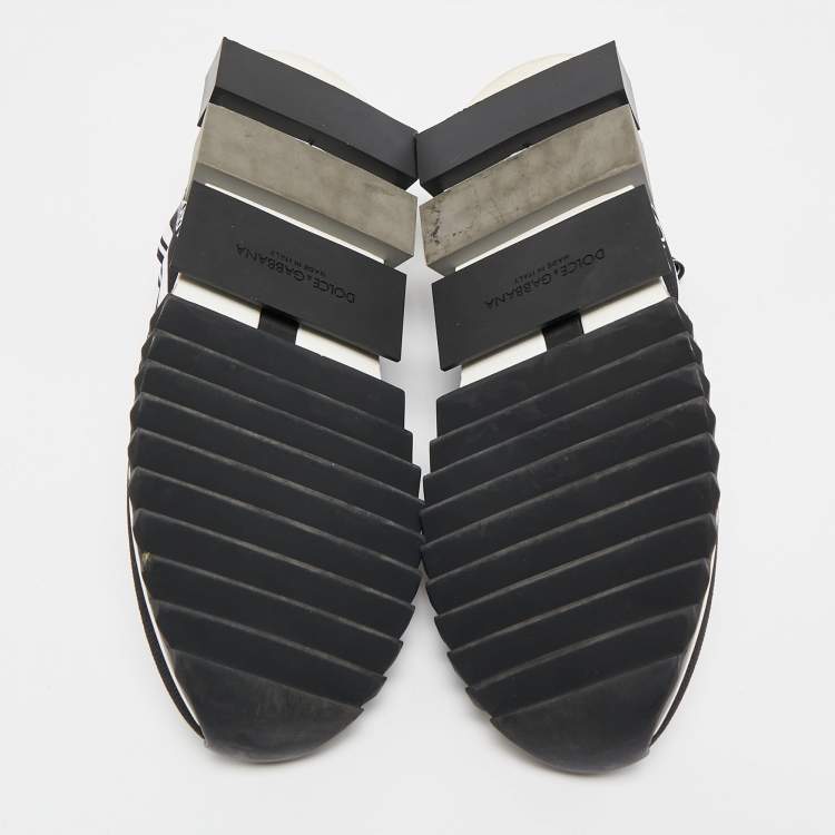 Pre Owned Dolce & Gabbana Black Knit Fabric Sorrento Slip On Sneakers Size 45