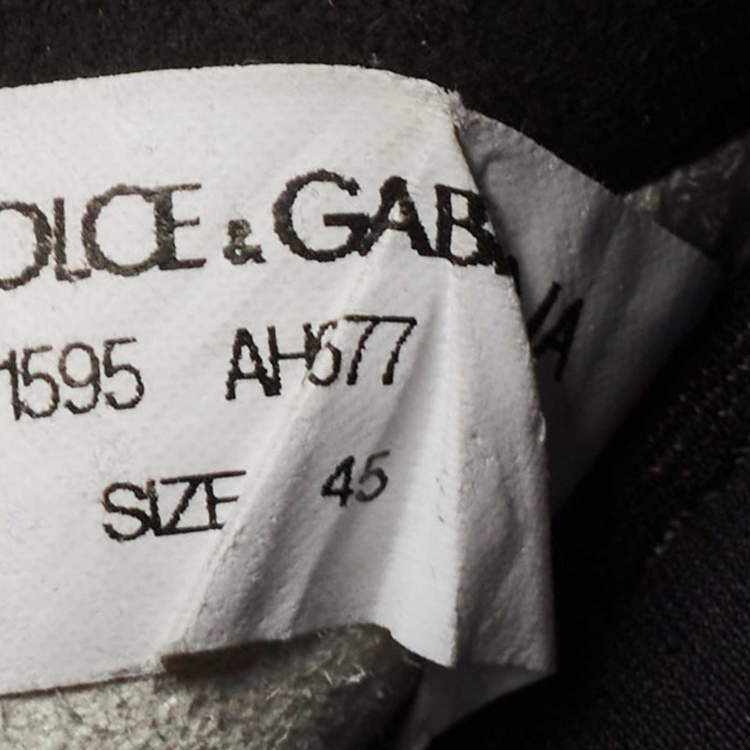 Pre Owned Dolce & Gabbana Blue/Black Knit Fabric Sorrento Slip On Sneakers Size 45