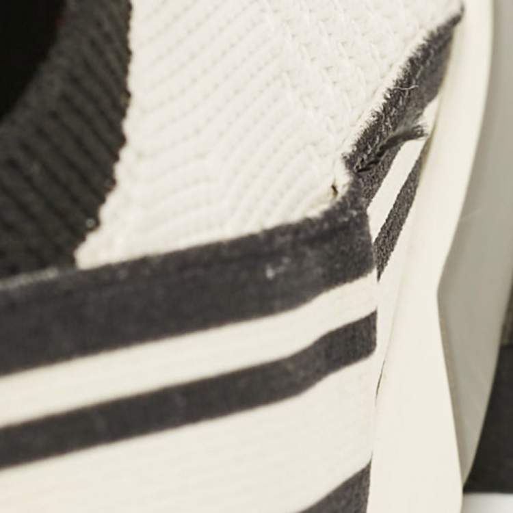 Pre Owned Dolce & Gabbana White/Black Knit Fabric Sorrento Sneakers Size 45