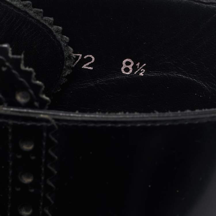 Pre Owned Dolce & Gabbana Black Leather Ankle Length Boots Size 42.5