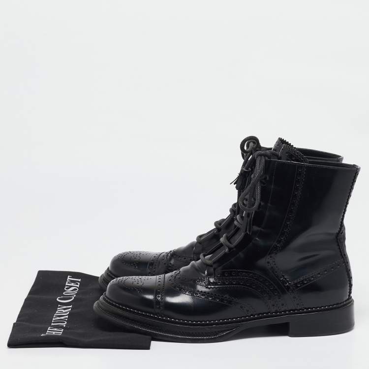 Pre Owned Dolce & Gabbana Black Leather Ankle Length Boots Size 42.5