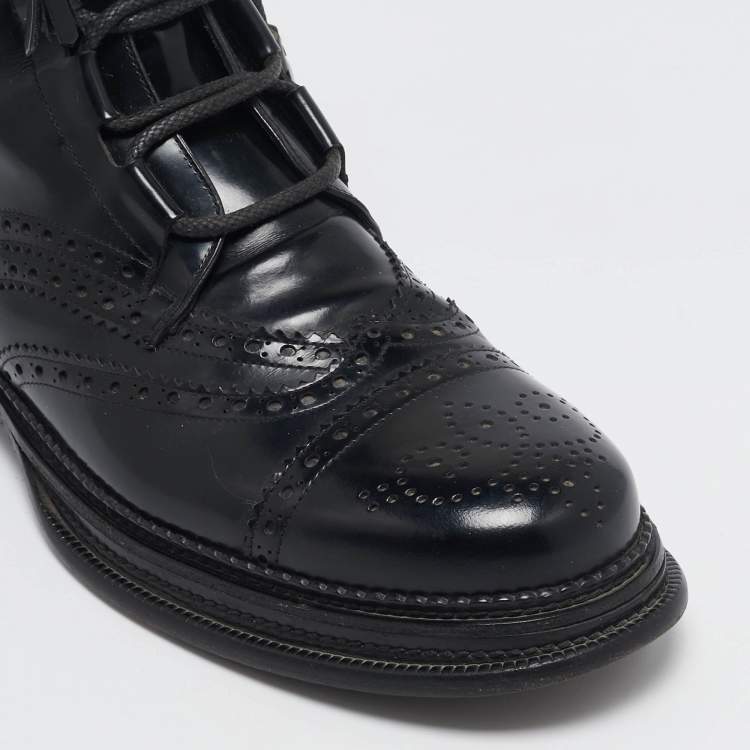Pre Owned Dolce & Gabbana Black Leather Ankle Length Boots Size 42.5
