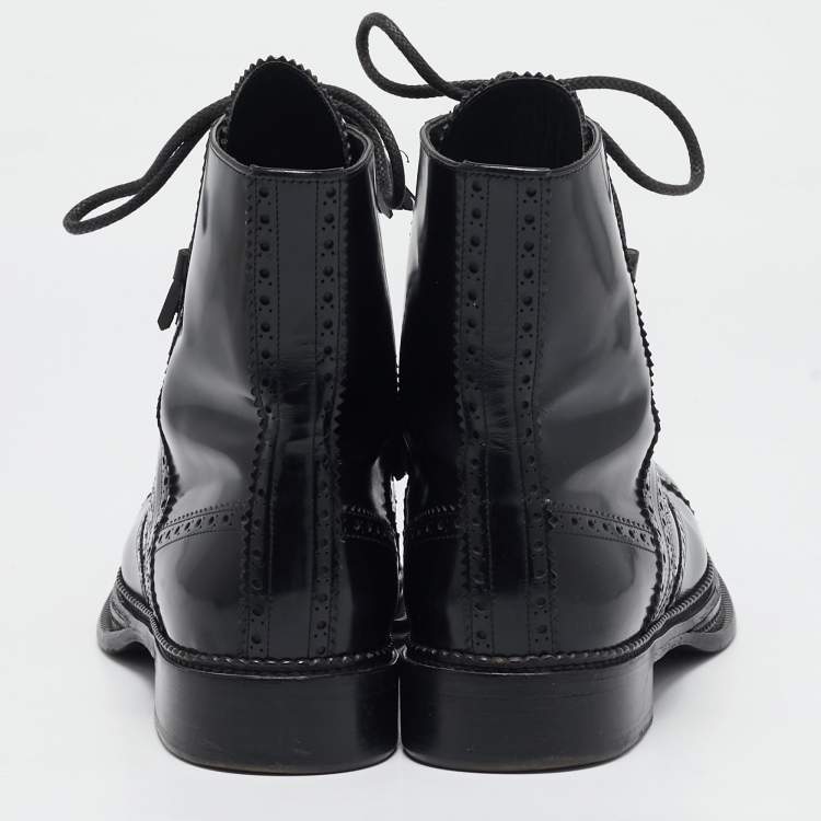 Pre Owned Dolce & Gabbana Black Leather Ankle Length Boots Size 42.5