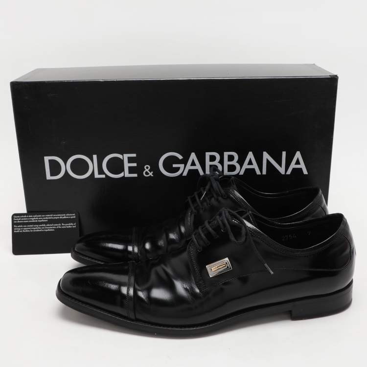 Pre Owned Dolce & Gabbana Black Patent Leather Oxfords Size 41