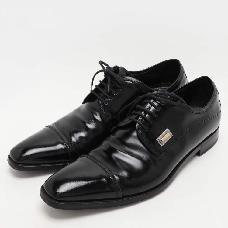 Pre Owned Dolce & Gabbana Black Patent Leather Oxfords Size 41