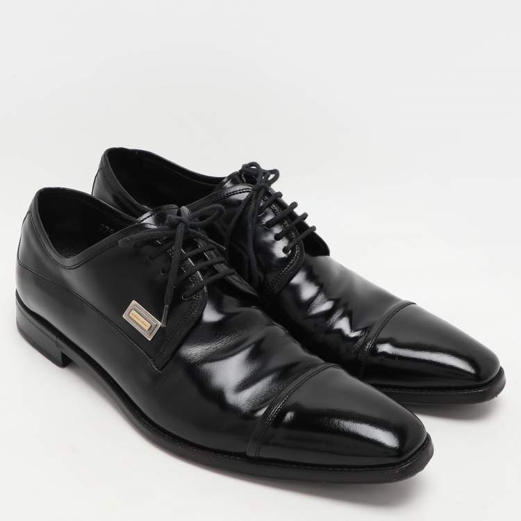 Pre Owned Dolce & Gabbana Black Patent Leather Oxfords Size 41