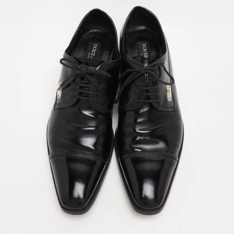 Pre Owned Dolce & Gabbana Black Patent Leather Oxfords Size 41