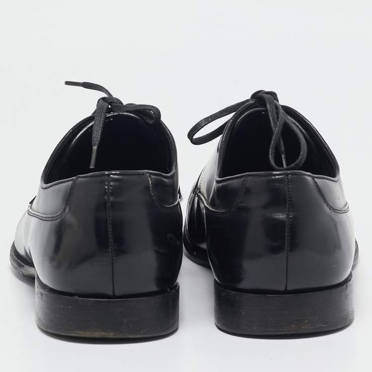 Pre Owned Dolce & Gabbana Black Leather Lace Up Oxfords Size 42.5
