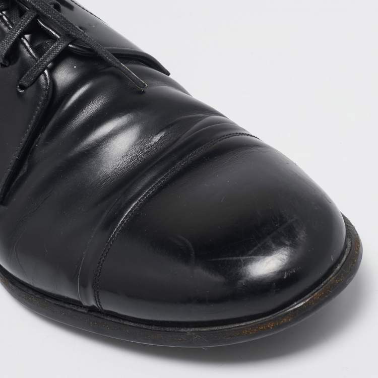 Pre Owned Dolce & Gabbana Black Leather Lace Up Oxfords Size 42.5