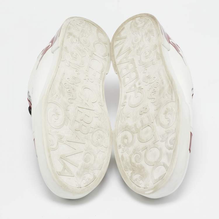 Pre Owned Dolce & Gabbana White/Red Leather Portofino Sneakers Size 45