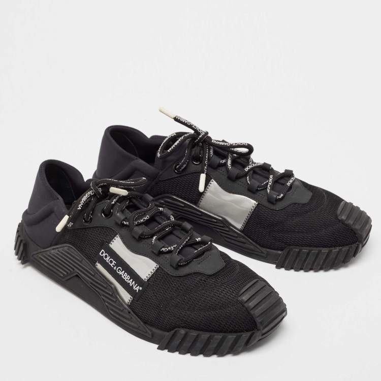 Pre Owned Dolce & Gabbana Black Mesh and Nylon Ns1 Low Top Sneakers Size 45