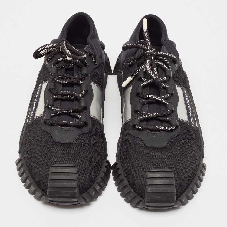 Pre Owned Dolce & Gabbana Black Mesh and Nylon Ns1 Low Top Sneakers Size 45