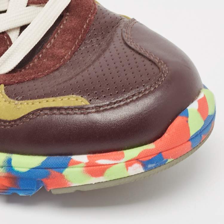 Pre Owned Dolce & Gabbana Multicolor Leather and Suede Graffiti Sneakers Size 42