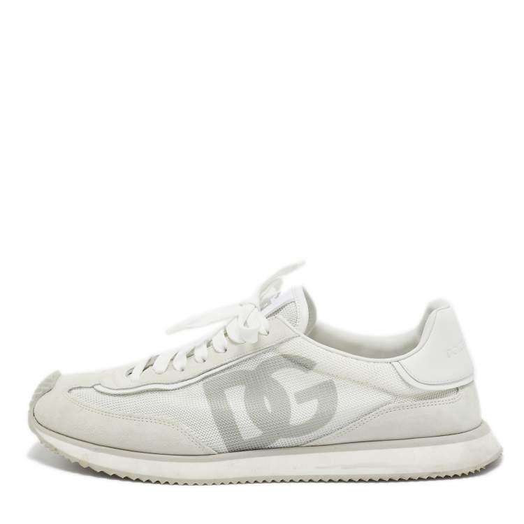 Pre Owned Dolce & Gabbana White/Grey Mesh and Suede DG Cushion Sneakers Size 44