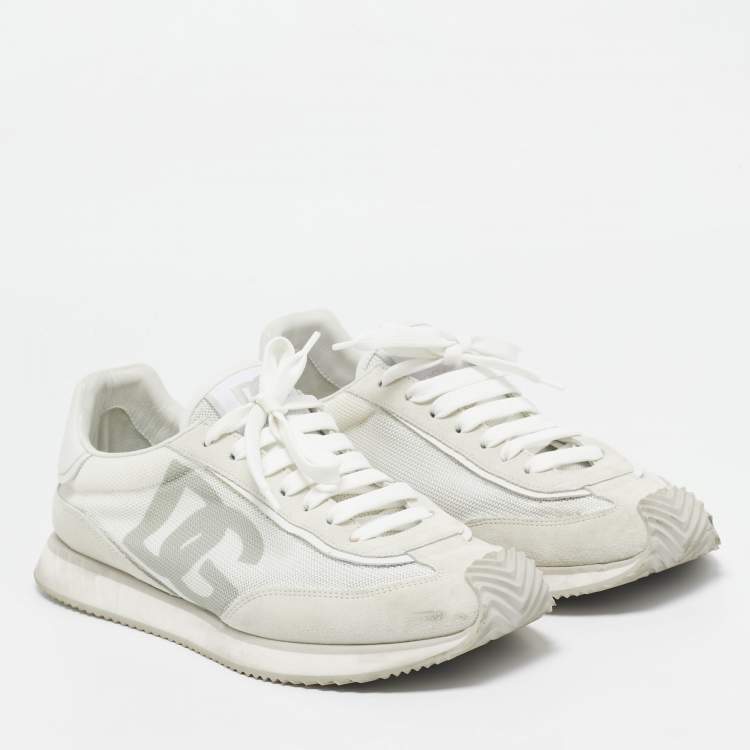Pre Owned Dolce & Gabbana White/Grey Mesh and Suede DG Cushion Sneakers Size 44