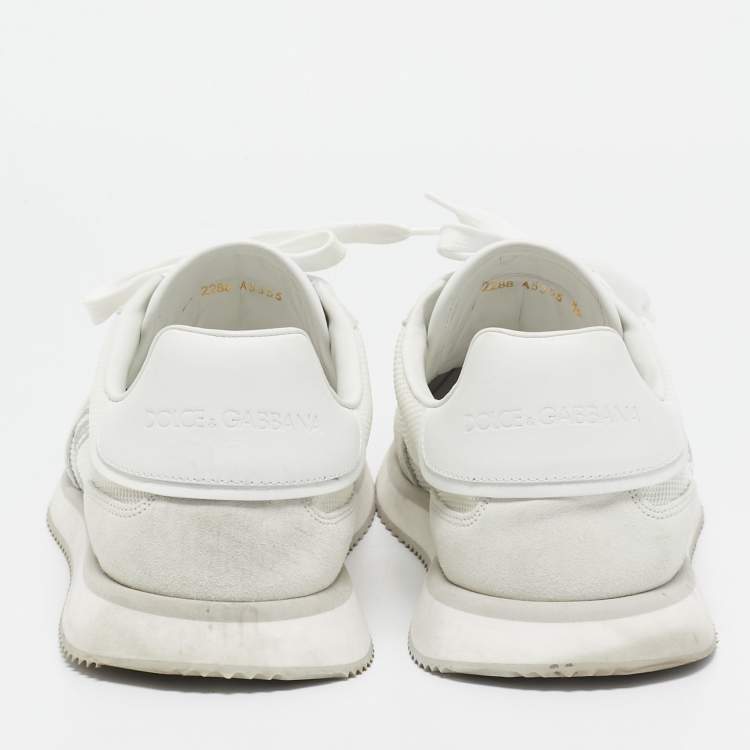 Pre Owned Dolce & Gabbana White/Grey Mesh and Suede DG Cushion Sneakers Size 44