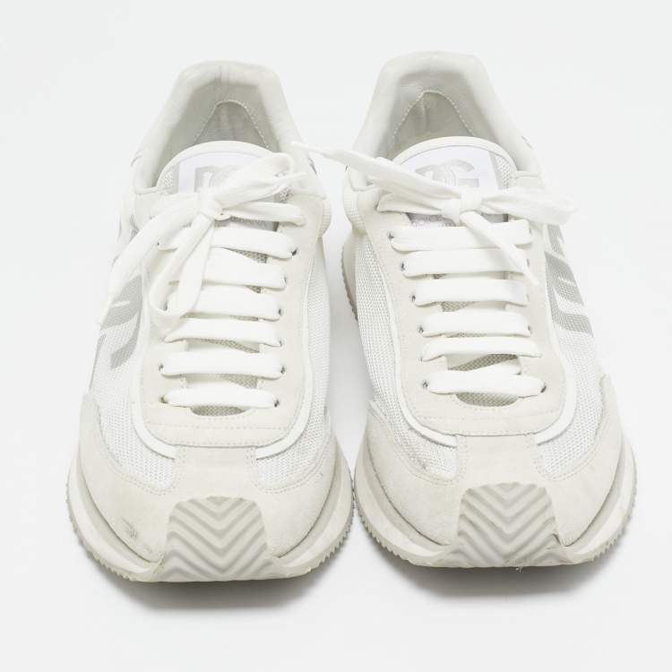 Pre Owned Dolce & Gabbana White/Grey Mesh and Suede DG Cushion Sneakers Size 44