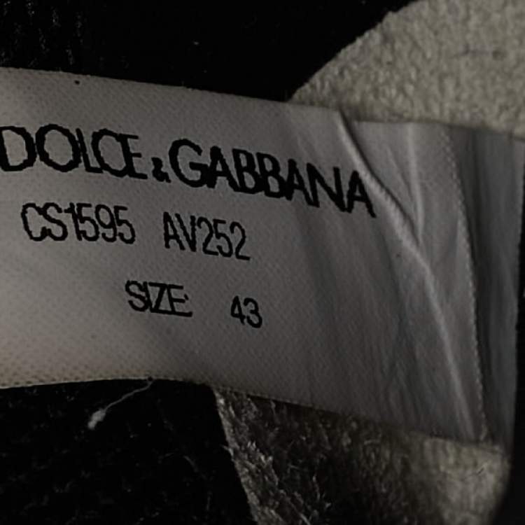 Pre Owned Dolce & Gabbana Black/White Knit Fabric Sorrento Slip On Sneakers Size 43