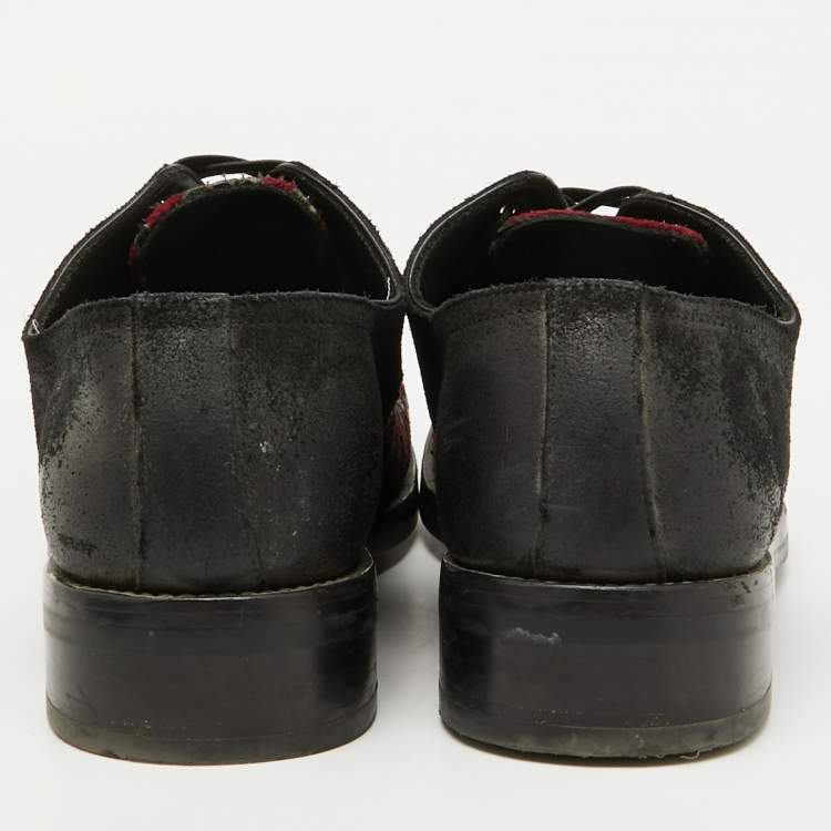 Pre Owned Dolce & Gabbana Dark Brown/Burgundy Suede And Rose Velvet Derby Size 41