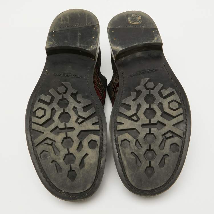 Pre Owned Dolce & Gabbana Dark Brown/Burgundy Suede And Rose Velvet Derby Size 41