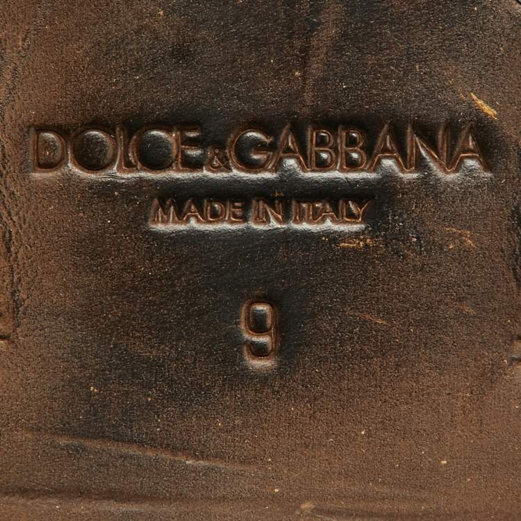 Pre Owned Dolce & Gabbana Brown Leather Runway Studs Cortina Ankle Boots Size 43