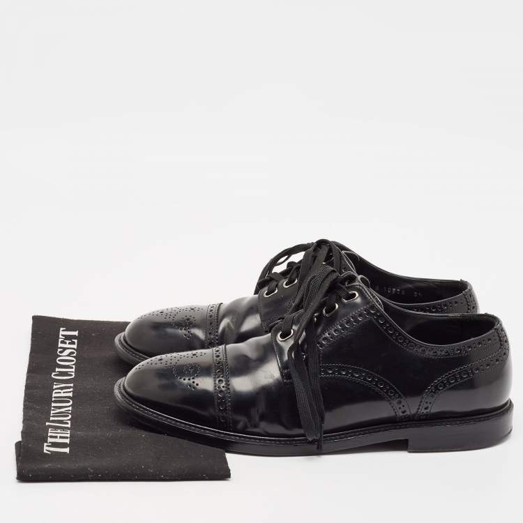 Pre Owned Dolce & Gabbana Black Leather Michelangelo Derby Size 42.5