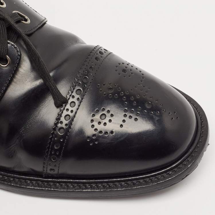 Pre Owned Dolce & Gabbana Black Leather Michelangelo Derby Size 42.5