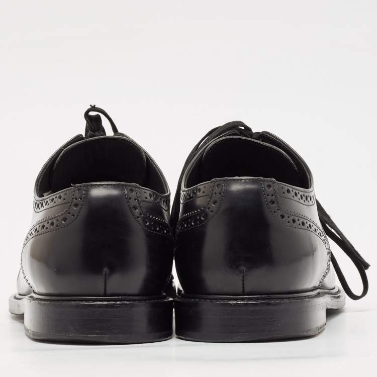 Pre Owned Dolce & Gabbana Black Leather Michelangelo Derby Size 42.5