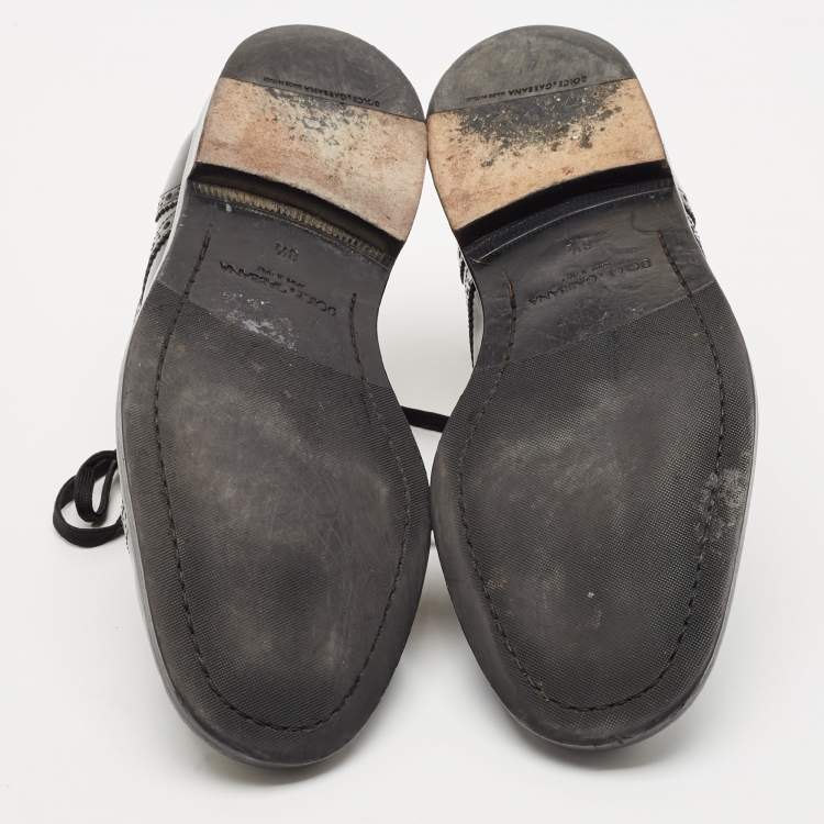 Pre Owned Dolce & Gabbana Black Leather Michelangelo Derby Size 42.5