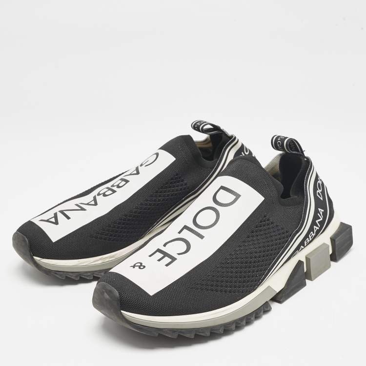 Pre Owned Dolce & Gabbana Black/White Mesh Sorrento Slip On Sneakers Size 44