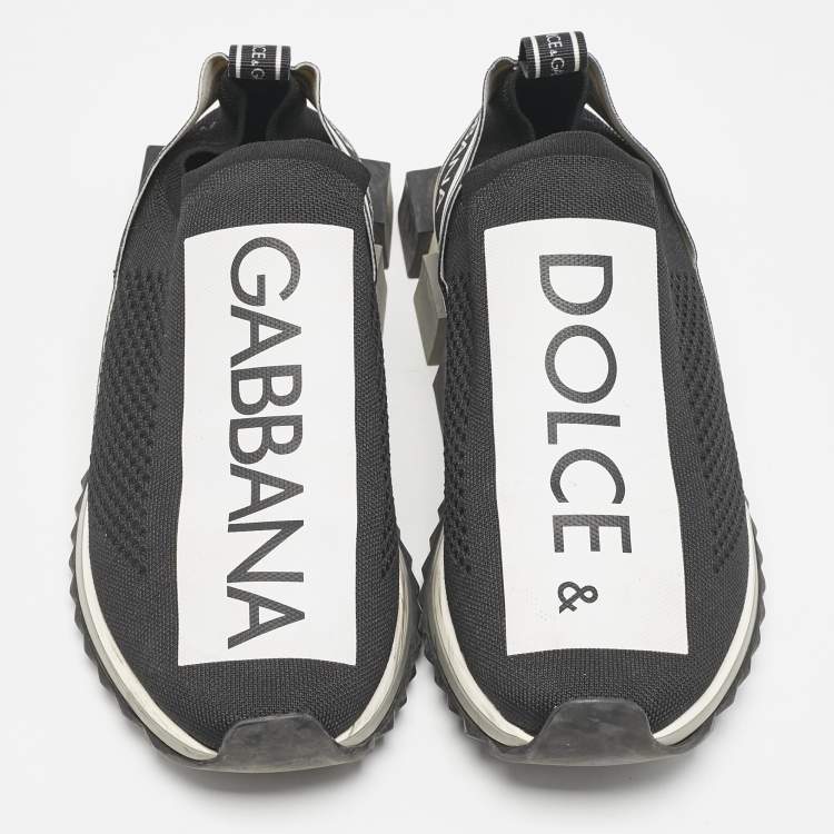 Pre Owned Dolce & Gabbana Black/White Mesh Sorrento Slip On Sneakers Size 44