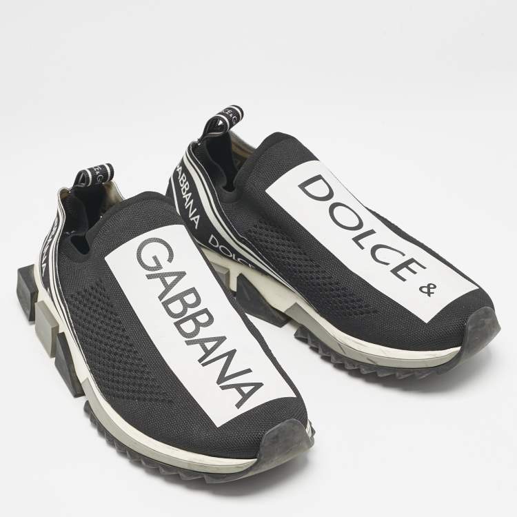 Pre Owned Dolce & Gabbana Black/White Mesh Sorrento Slip On Sneakers Size 44