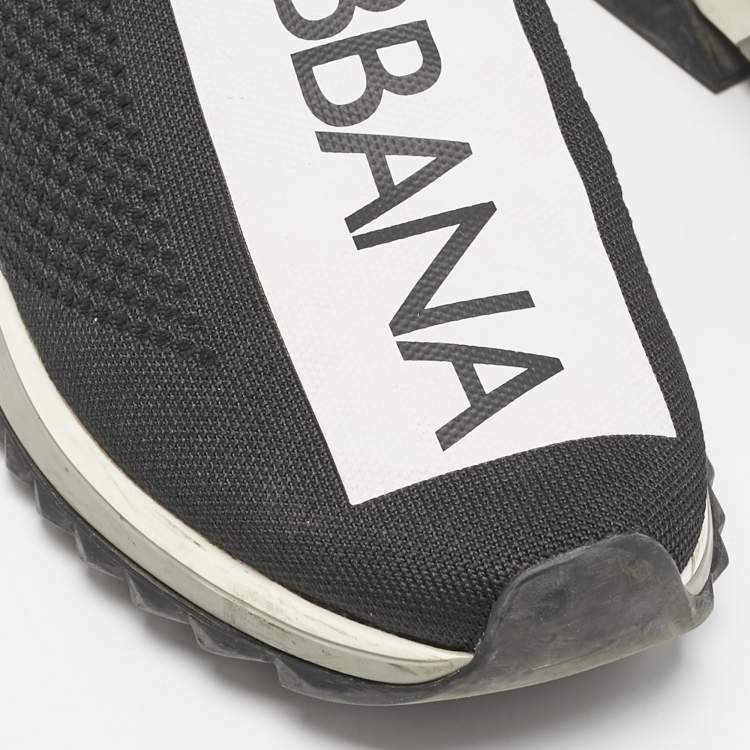 Pre Owned Dolce & Gabbana Black/White Mesh Sorrento Slip On Sneakers Size 44