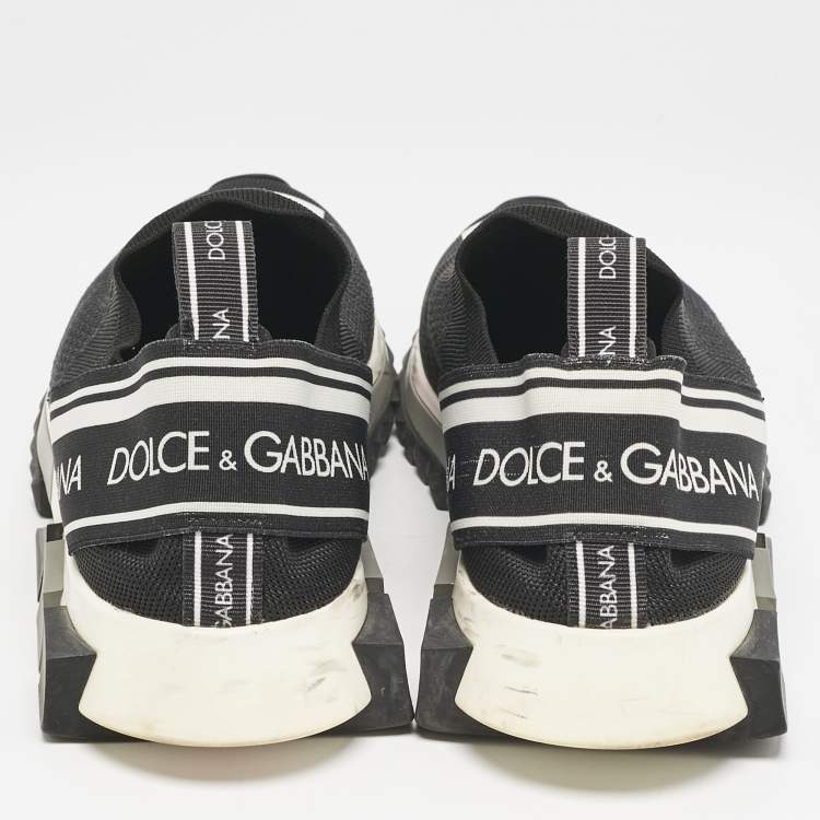 Pre Owned Dolce & Gabbana Black/White Mesh Sorrento Slip On Sneakers Size 44
