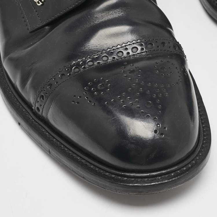 Pre Owned Dolce & Gabbana Black Brogue Leather Michelangelo Lace Up Derby Size 42.5