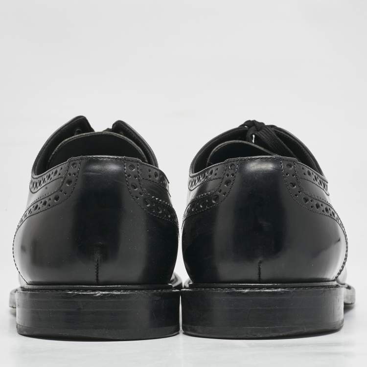 Pre Owned Dolce & Gabbana Black Brogue Leather Michelangelo Lace Up Derby Size 42.5