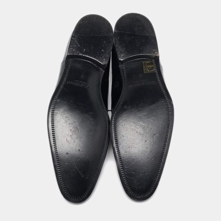 Pre Owned Dolce & Gabbana Black Patent Leather Lace Up Oxfords Size 43