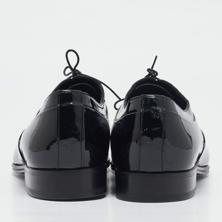 Pre Owned Dolce & Gabbana Black Patent Leather Lace Up Oxfords Size 43