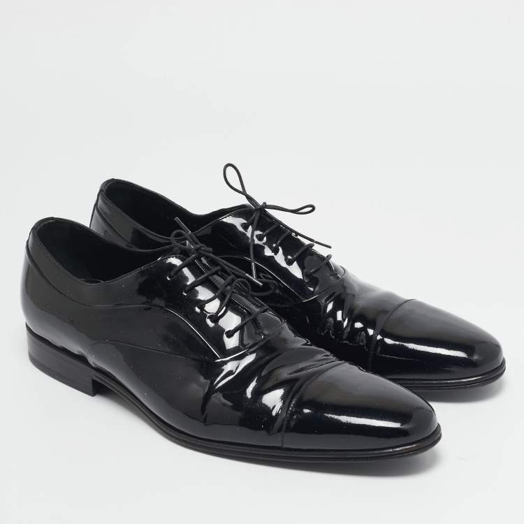 Pre Owned Dolce & Gabbana Black Patent Leather Lace Up Oxfords Size 43