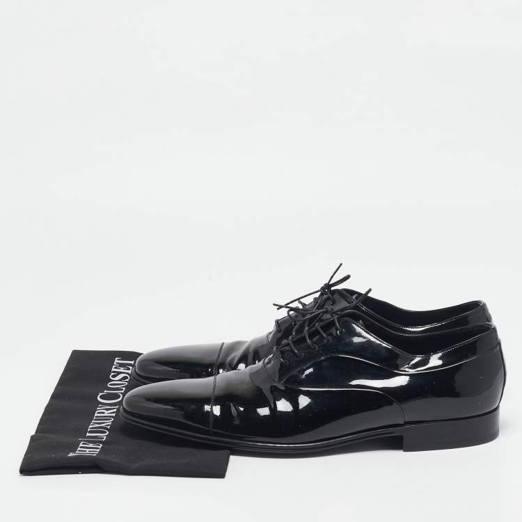 Pre Owned Dolce & Gabbana Black Patent Leather Lace Up Oxfords Size 43