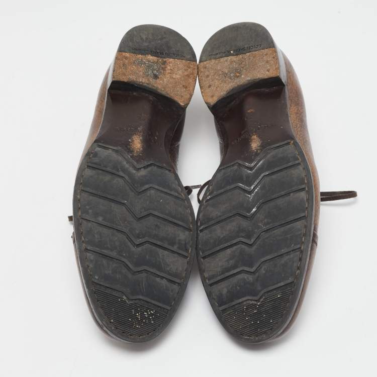 Pre Owned Dolce & Gabbana Dark Brown Leather Lace Up Derby Size 43.5