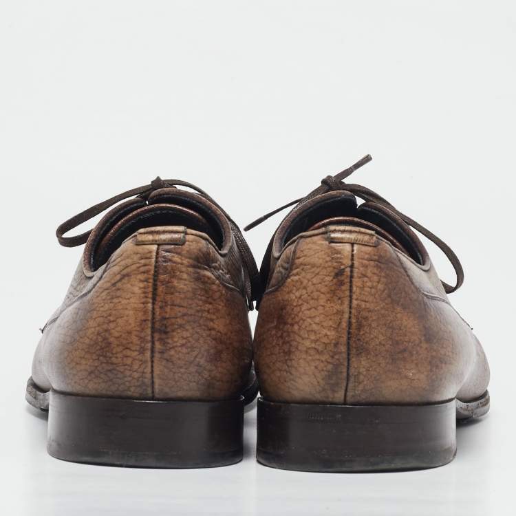 Pre Owned Dolce & Gabbana Dark Brown Leather Lace Up Derby Size 43.5