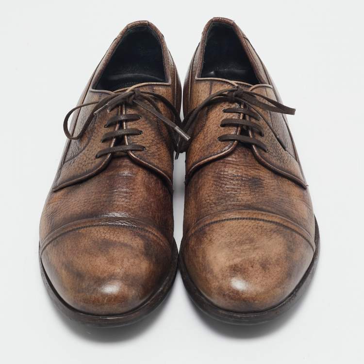 Pre Owned Dolce & Gabbana Dark Brown Leather Lace Up Derby Size 43.5