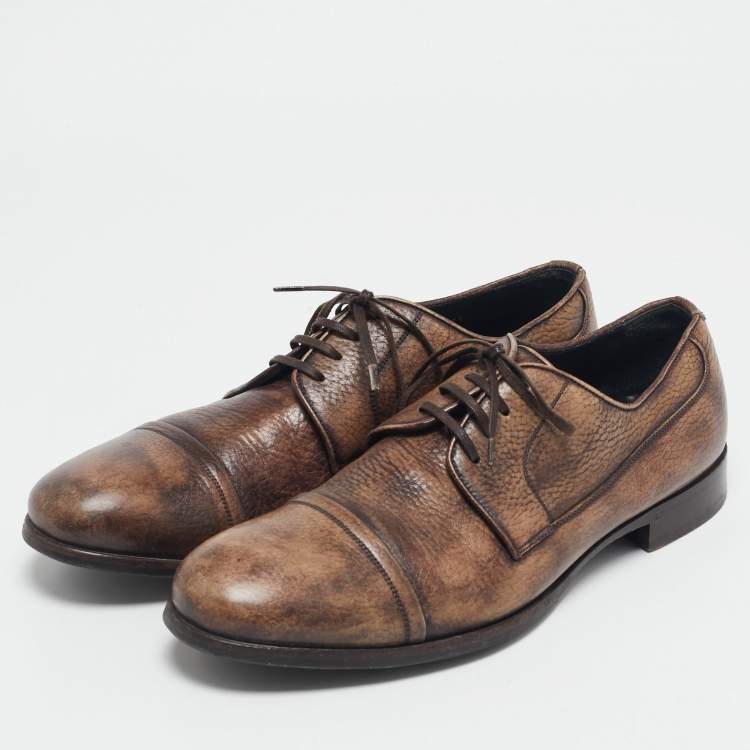 Pre Owned Dolce & Gabbana Dark Brown Leather Lace Up Derby Size 43.5