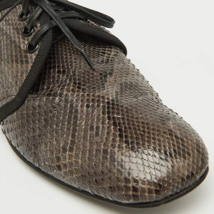Pre Owned Dolce & Gabbana Grey/Black Python Lace Up Derby Size 40