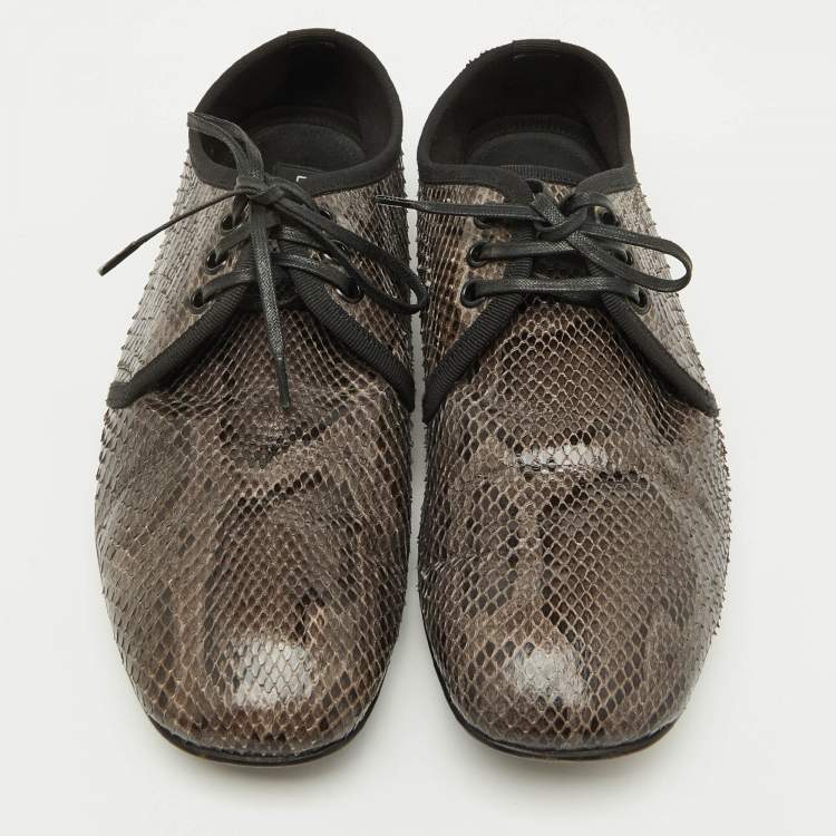Pre Owned Dolce & Gabbana Grey/Black Python Lace Up Derby Size 40
