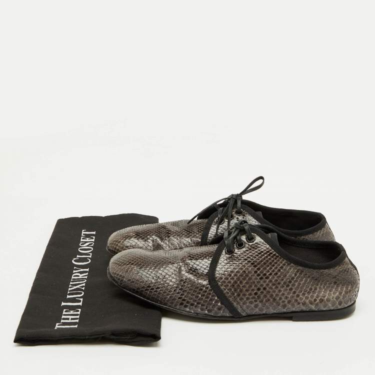 Pre Owned Dolce & Gabbana Grey/Black Python Lace Up Derby Size 40