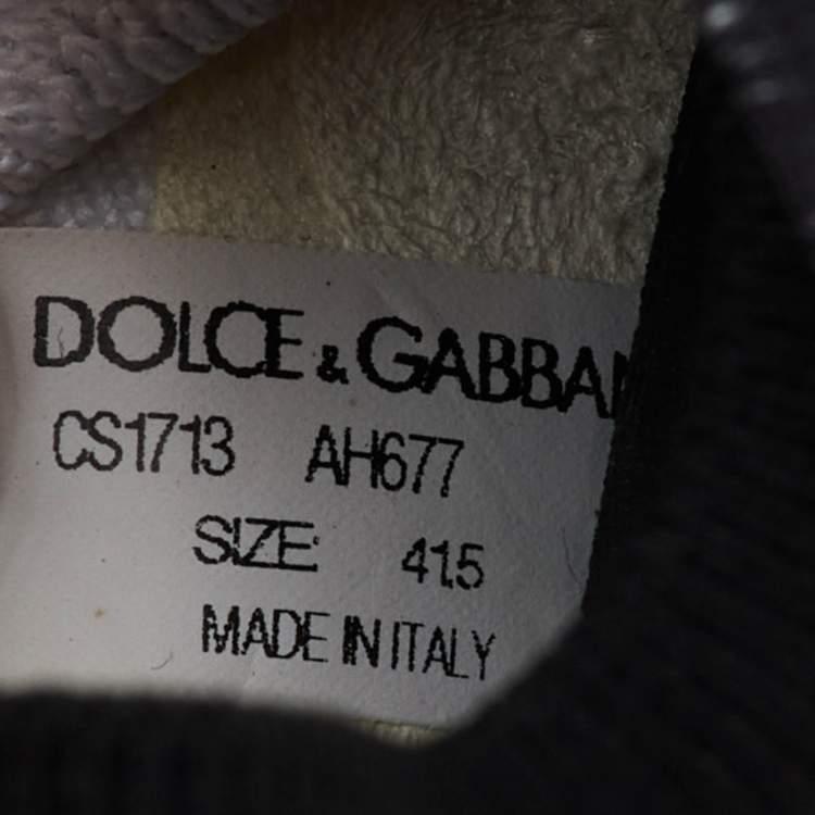 Pre Owned Dolce & Gabbana White/Black Stretch Knit Sorrento Slip On Sneakers Size 41.5
