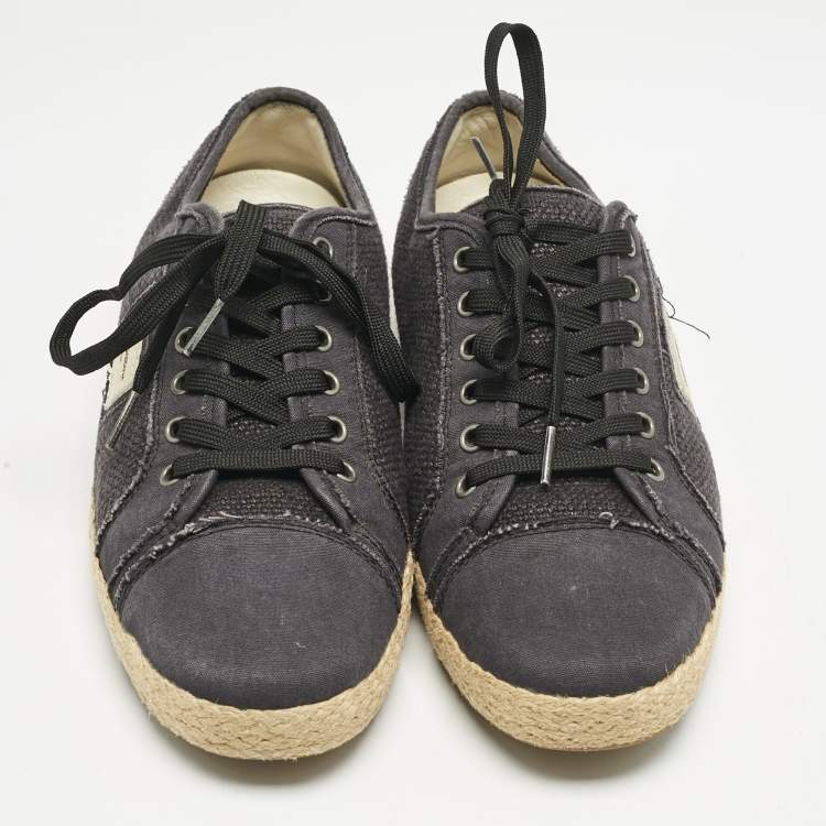 Pre Owned Dolce & Gabbana Navy Blue Canvas Lace Up Espadrille Size 41.5